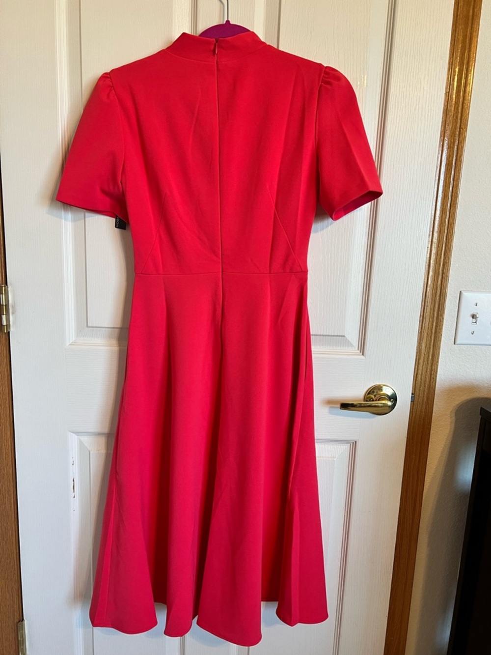Maggy London Pink Tie-Neck Midi Dress - Picture 2 of 6